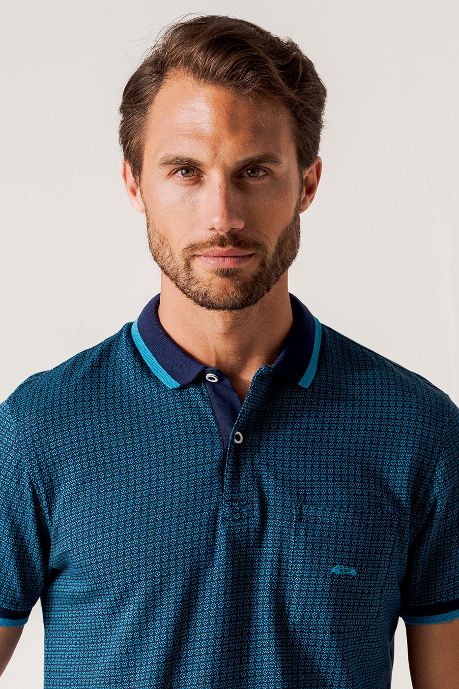 Polo jacquard estampado rombos color marino