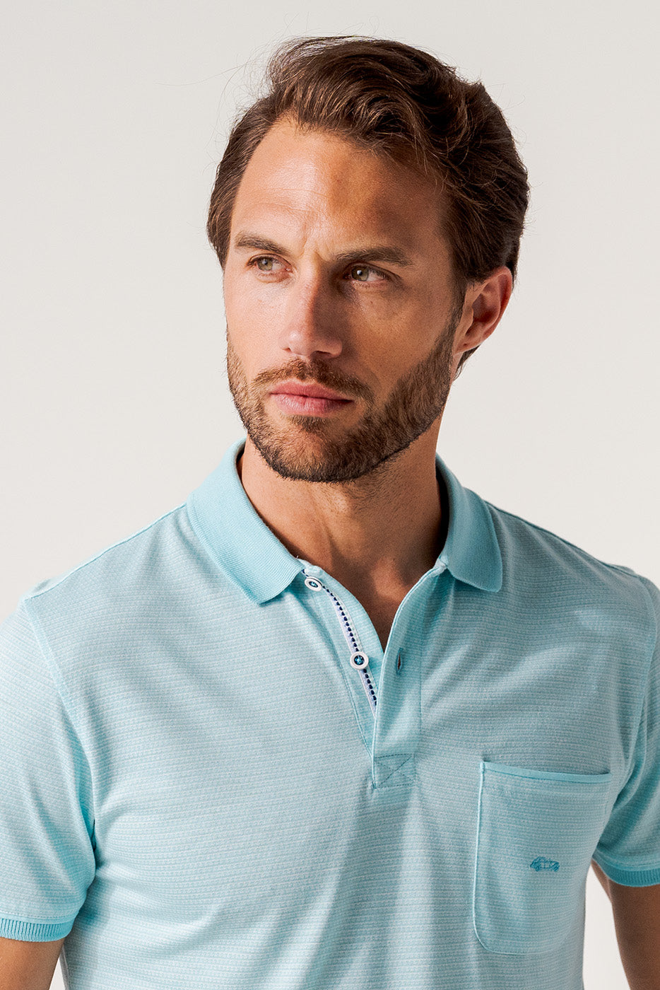 Polo jacquard en rayas color verde