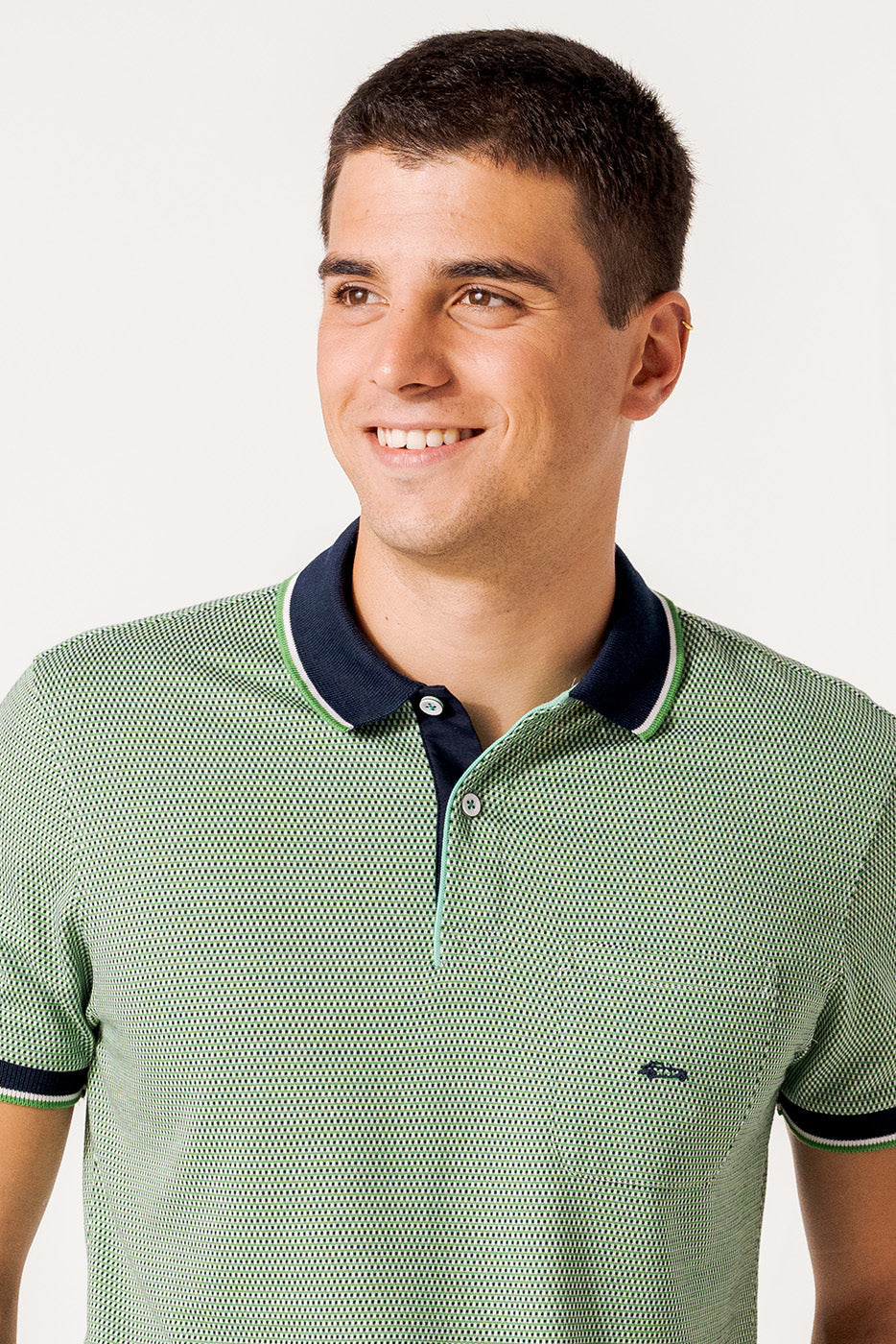 Polo jacquard color verde hombre