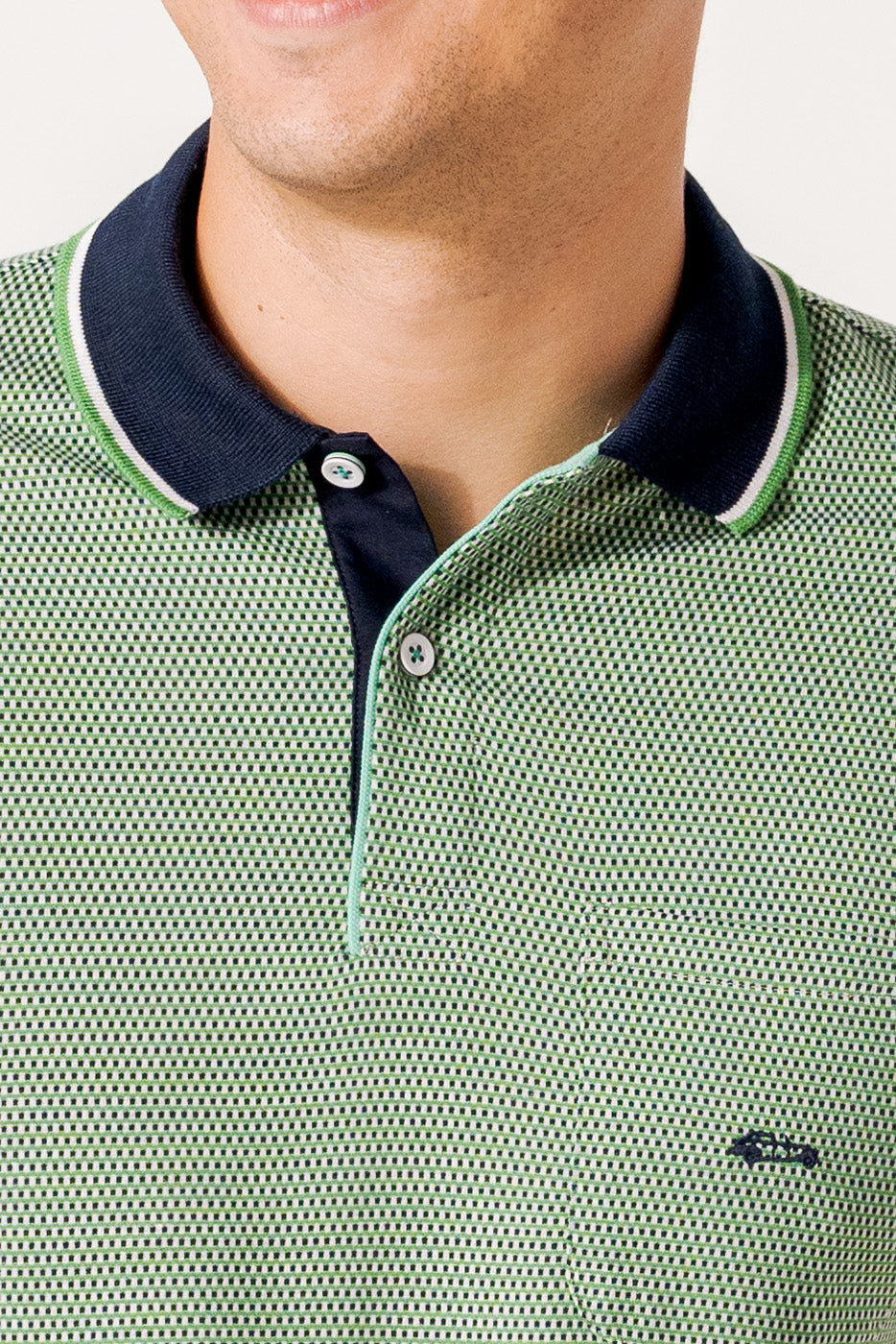 Polo jacquard color verde hombre