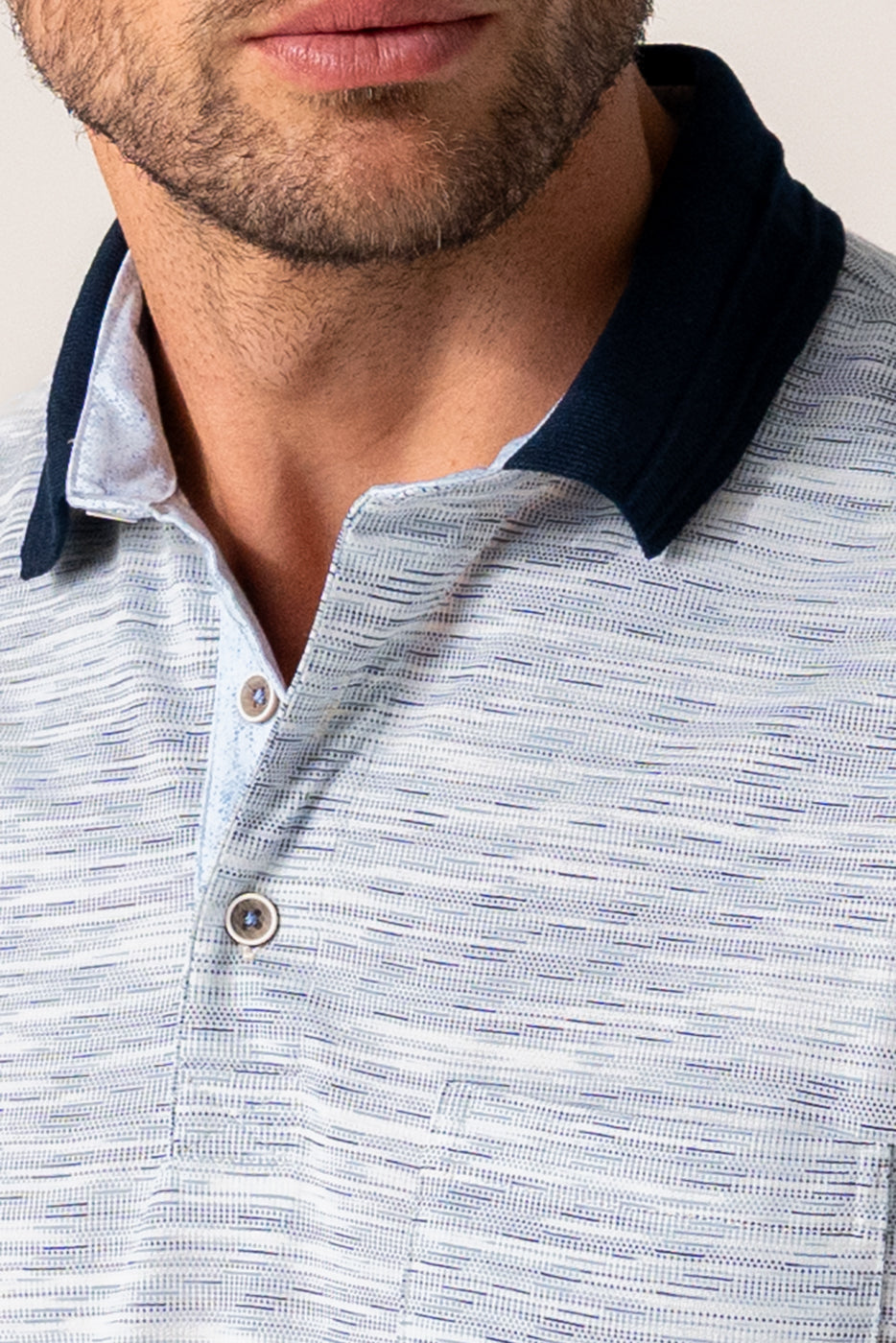 Polo hombre pique estampado rayado marino
