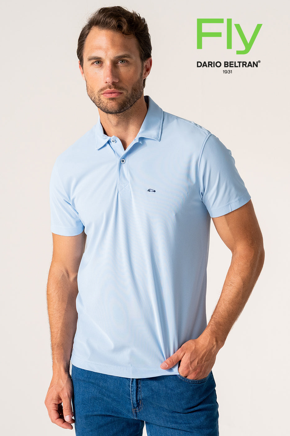 Polo punto técnico ultraelástico hombre celeste