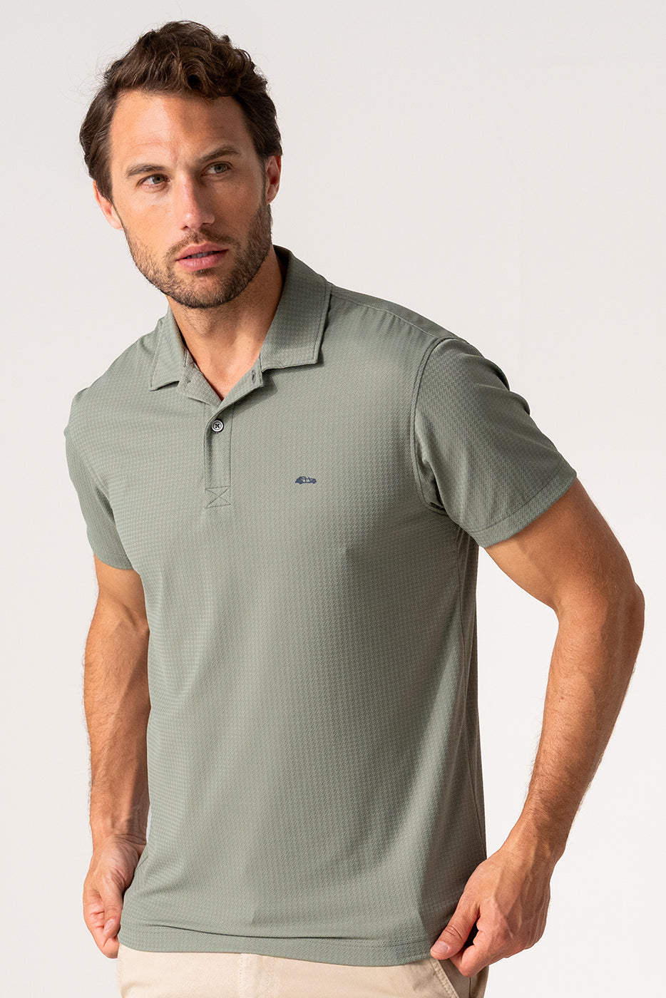 Polo hombre caqui tejido técnico elástico