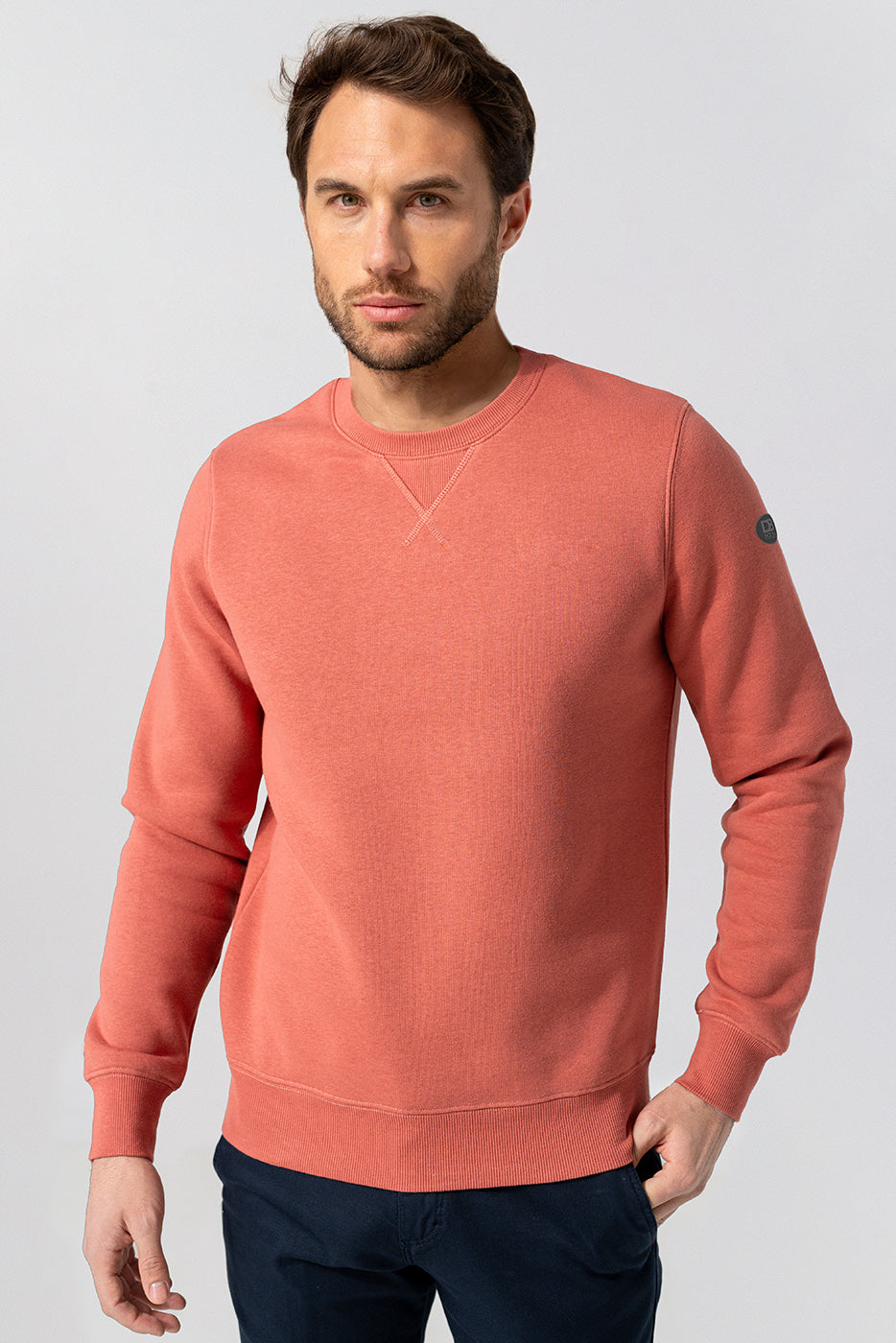 Sudadera cuello redondo naranja