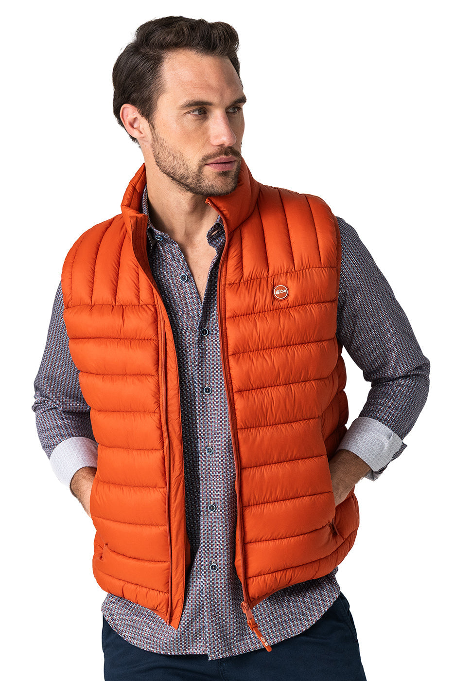 Chaleco acolchado hombre naranja