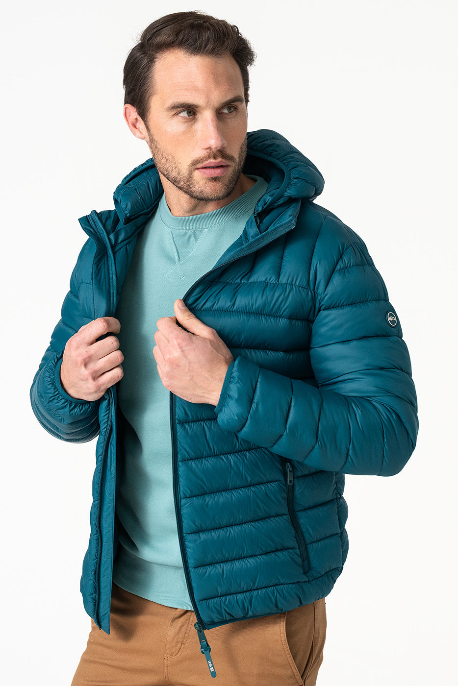 Chaqueta acolchada con capucha azul