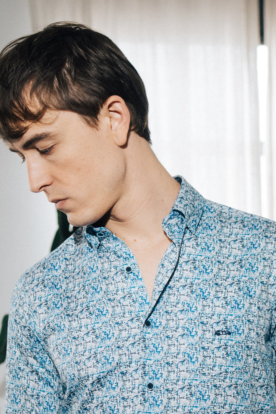 Camisa estampado azul slim fit