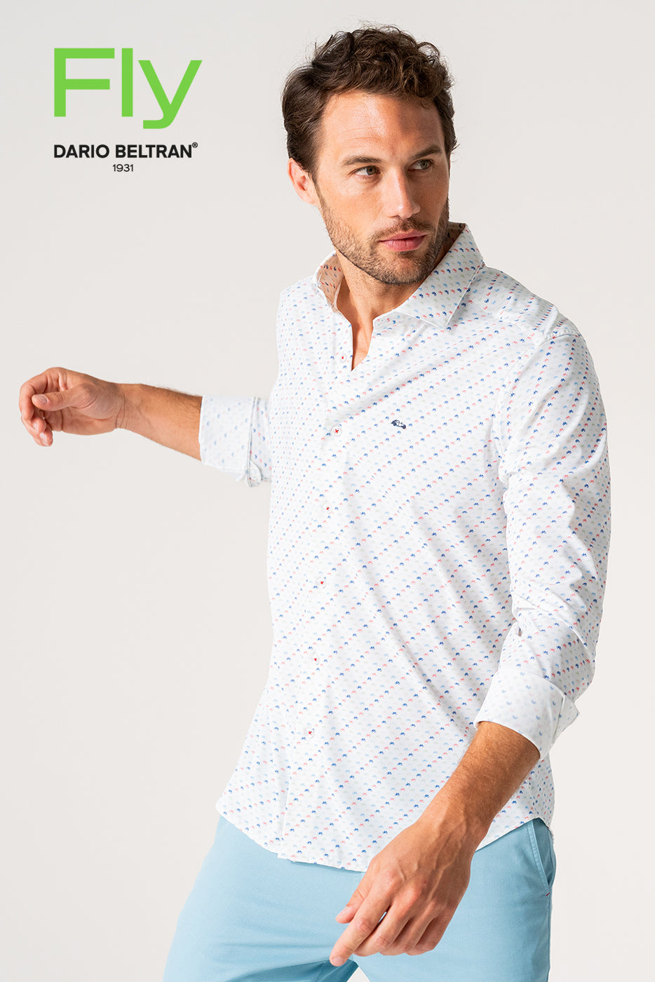 Camisa hombre regular fit estampado bicis multicolor
