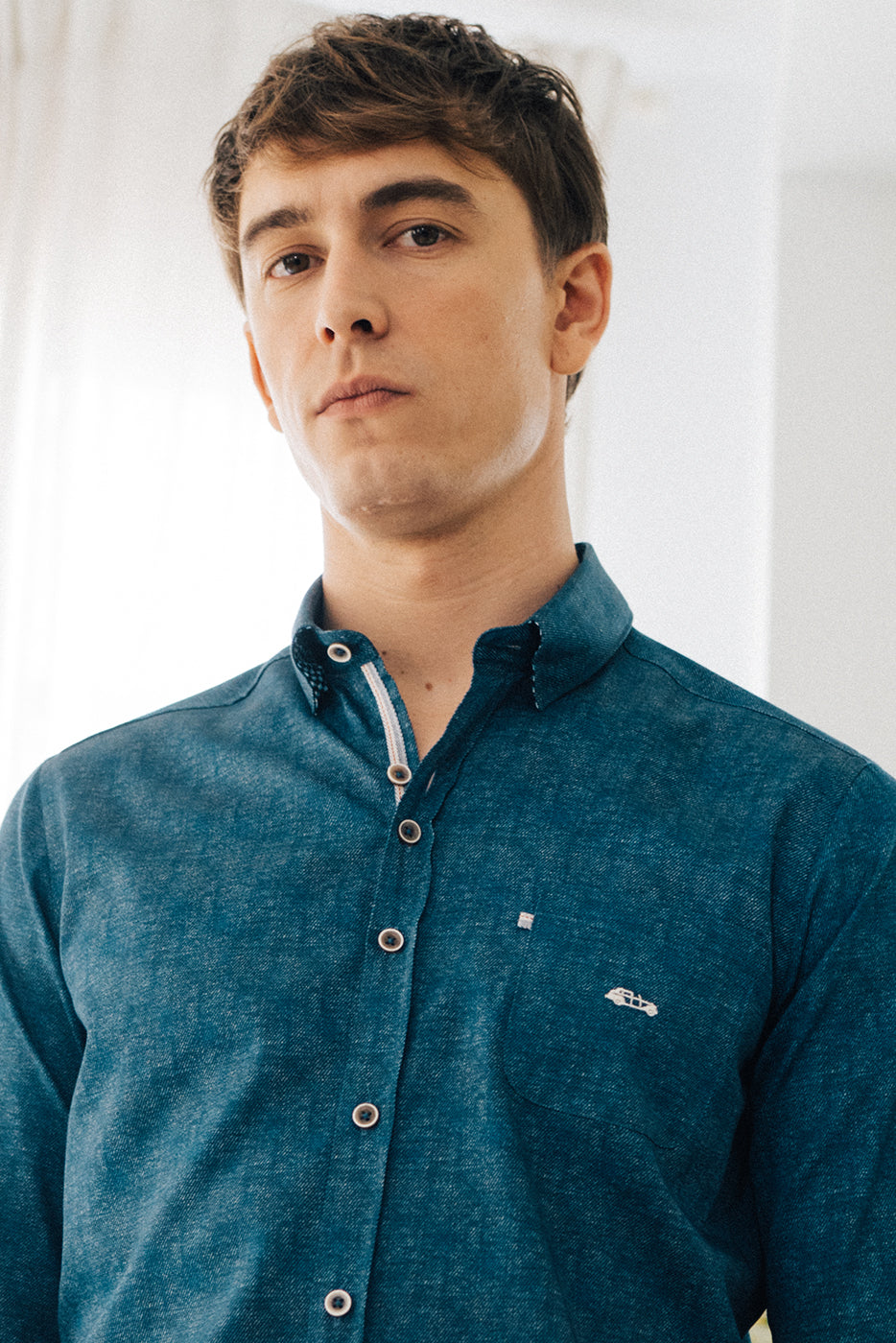 Camisa con bolsillo hombre estampado efecto vaquero