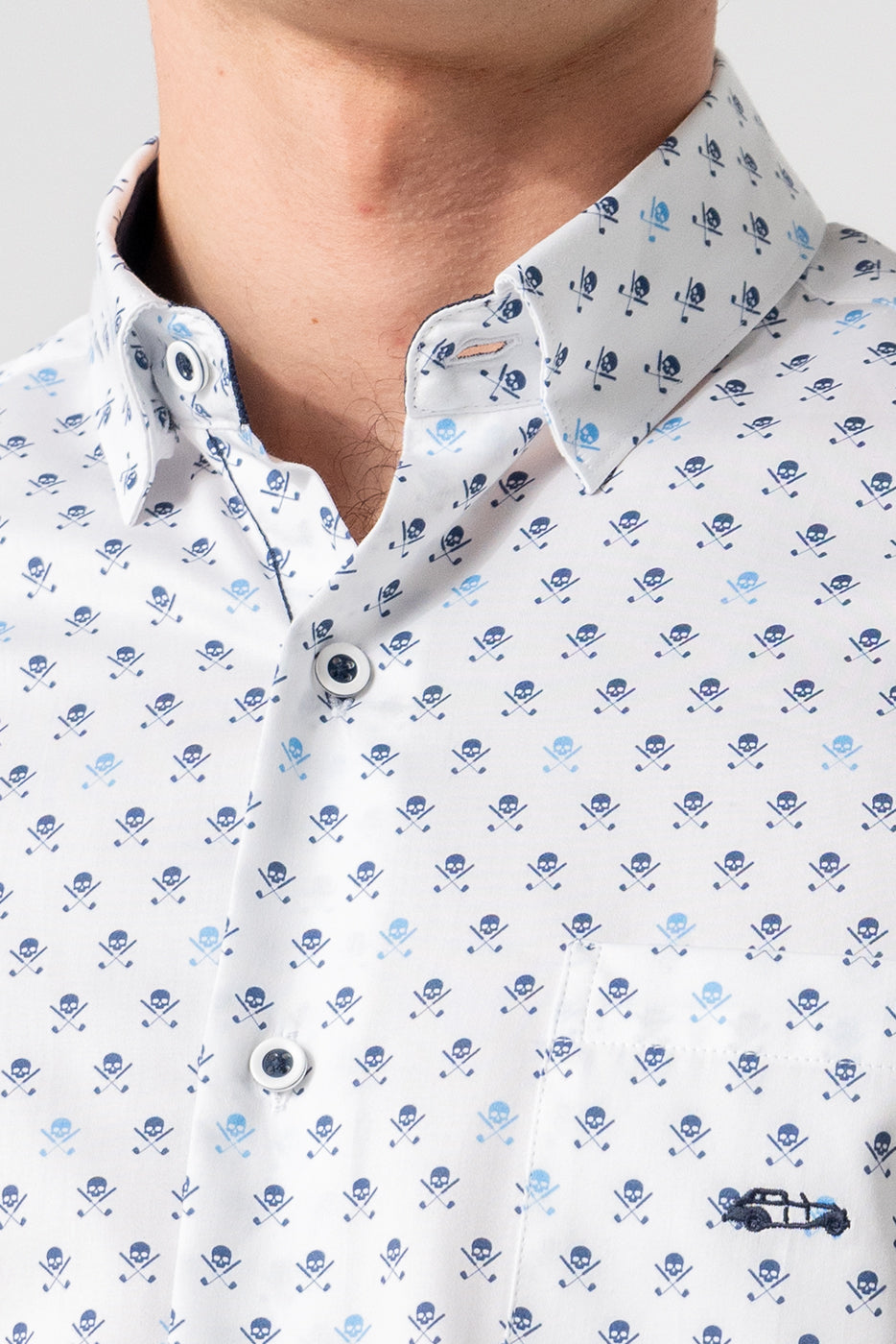 Camisa hombre calaveras azules con bolsillo