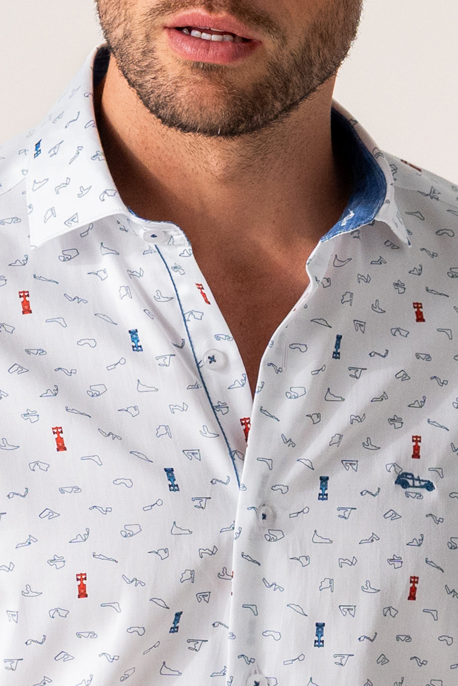Camisa estampada hombre circuitos y coches