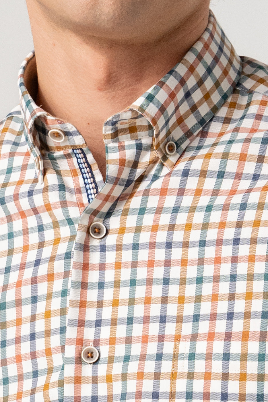 Camisa hombre cuadro vichy con bolsillo