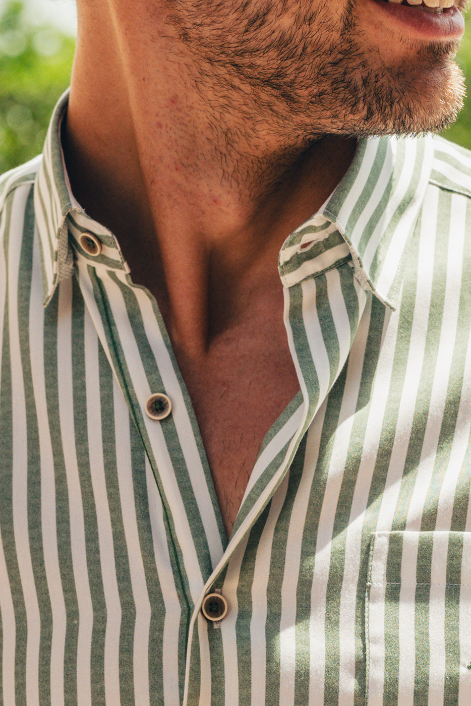 Camisa slim fit rayas verde