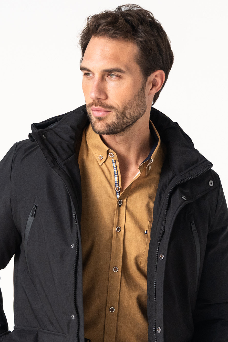 Parka hombre sin capucha negra