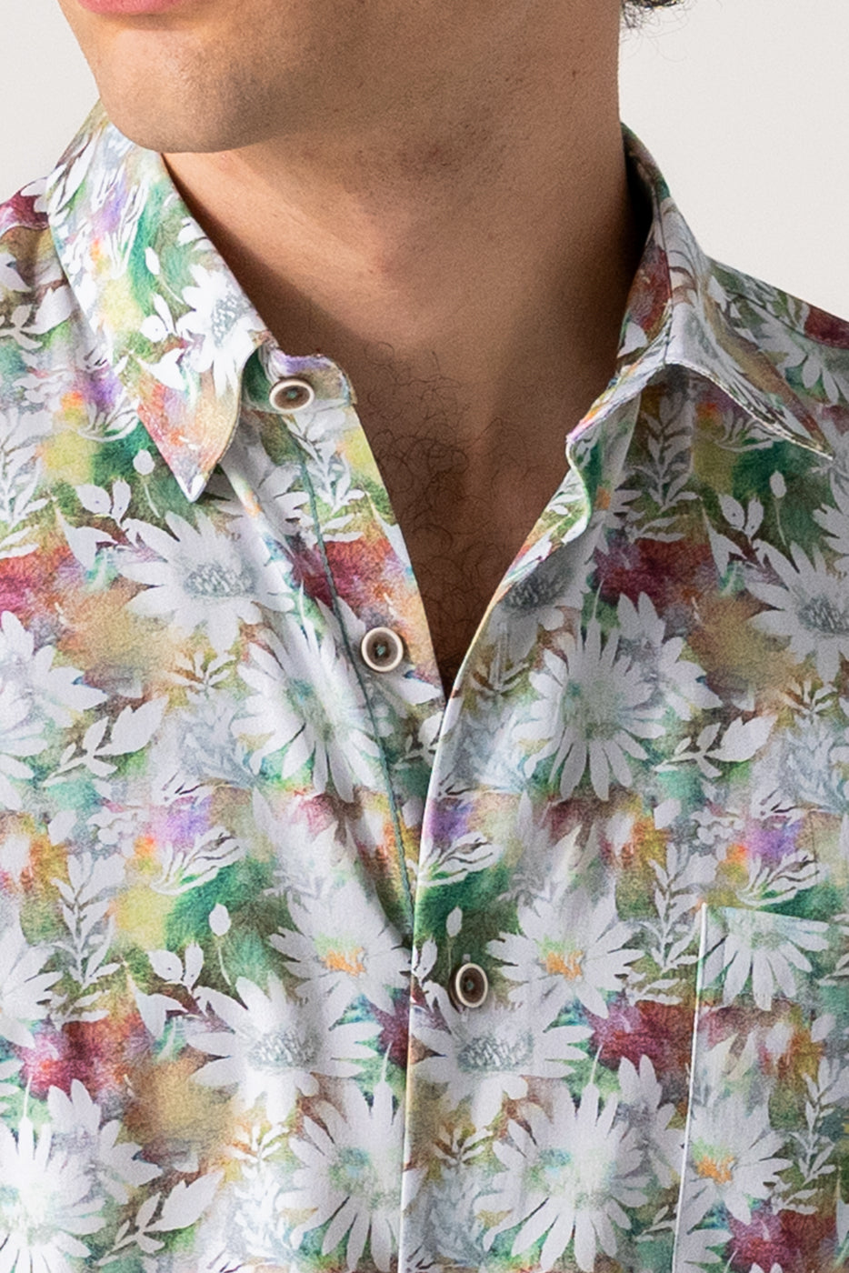Camisa manga corta hombre estampado flores colores