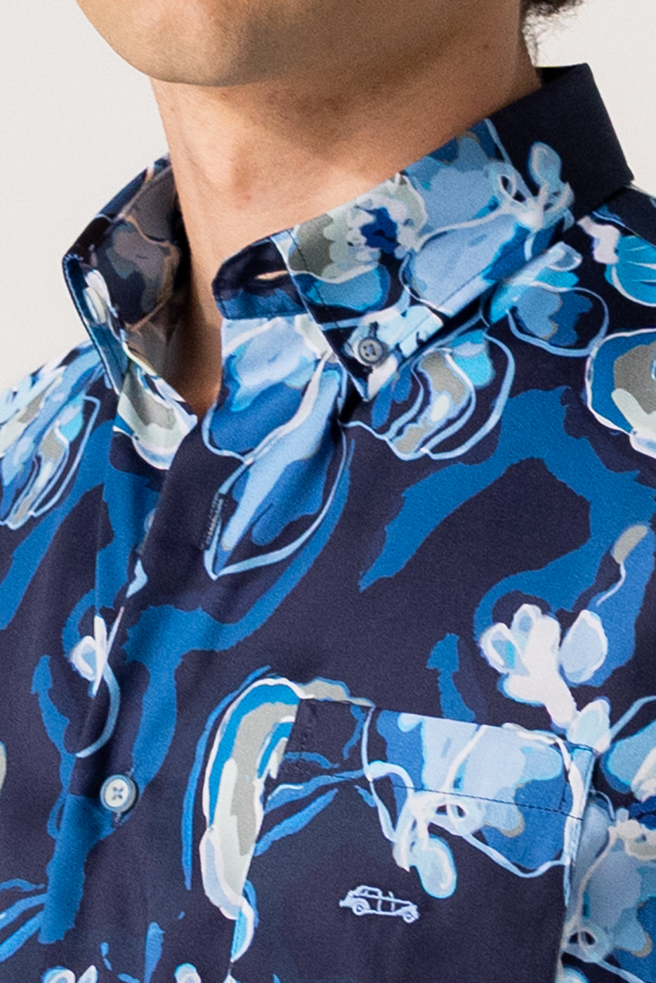 Camisa manga corta hombre estampado marino