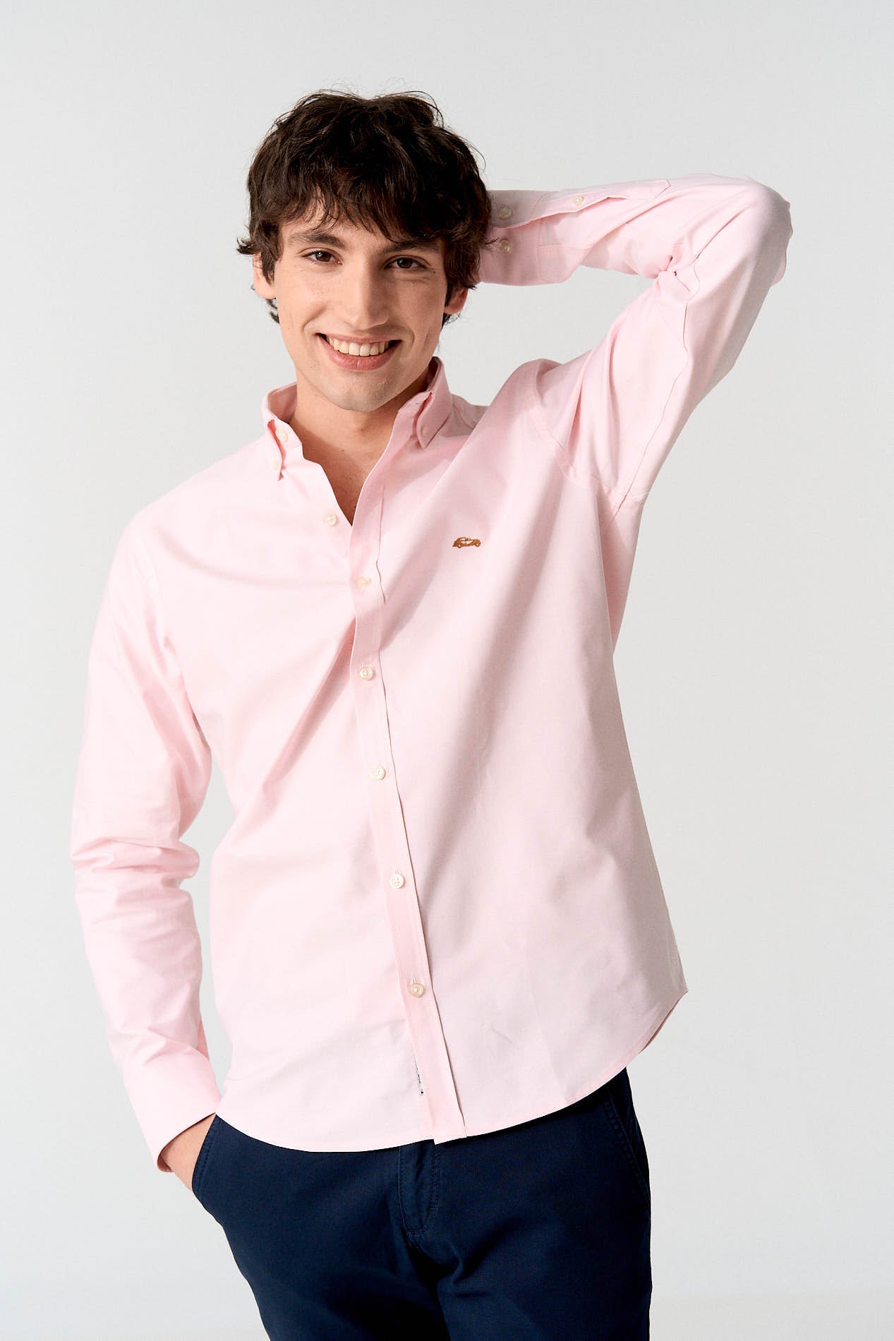 Camisa oxford rosa regular fit