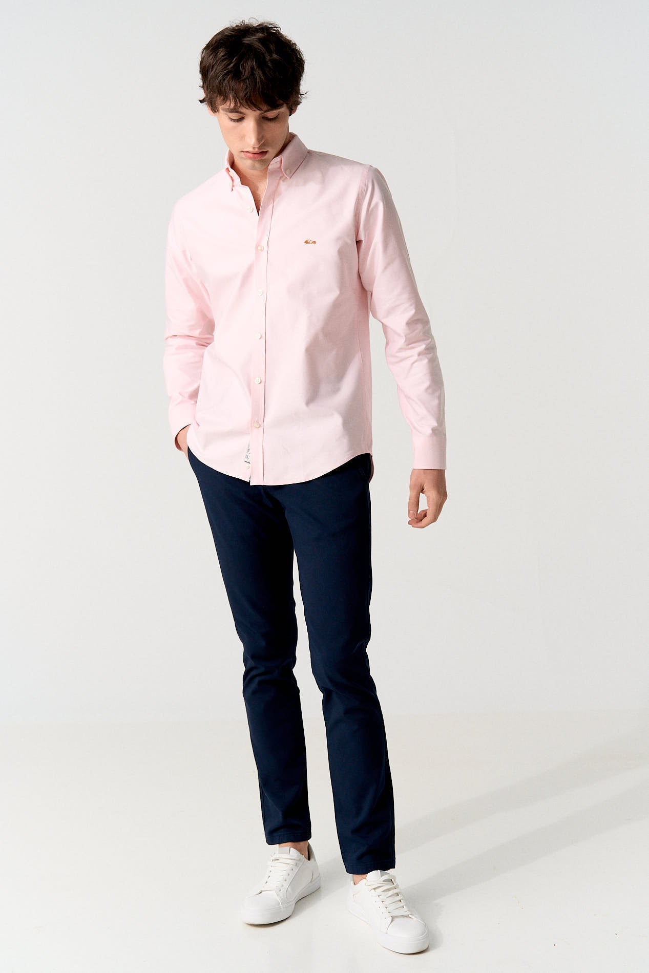 Camisa oxford rosa regular fit
