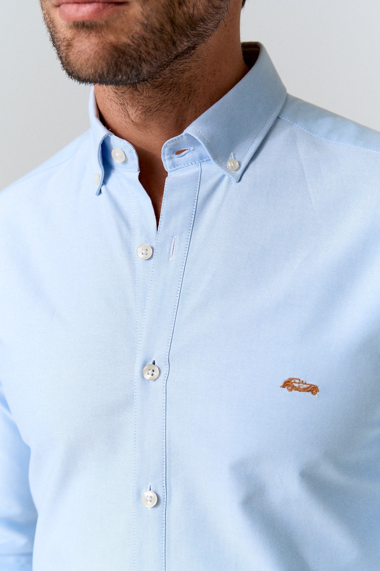 Camisa hombre algodón celeste