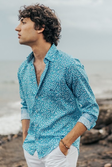 CAMISA ALGODÓN LIBERTY TURQUESA