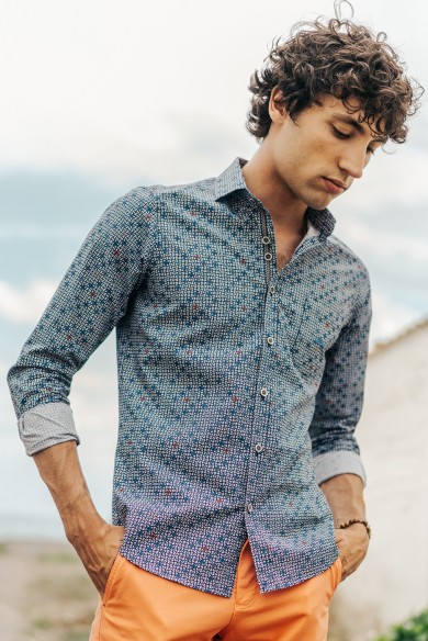 CAMISA ESTAMPADO GEOMÉTRICO ALGODÓN