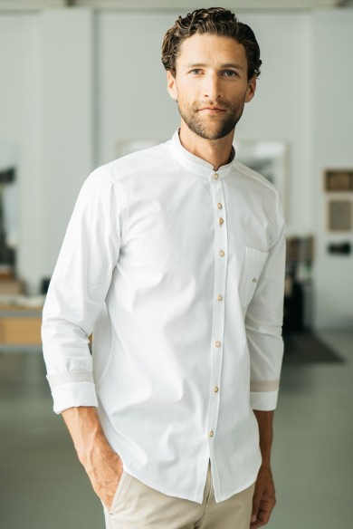 CAMISA BLANCA CUELLO MAO REGULAR FIT