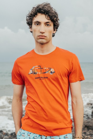 CAMISETA ALGODÓN ESTAMPADO COCHE ROJA