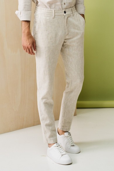 PANTALÓN ASPECTO LINO BEIGE