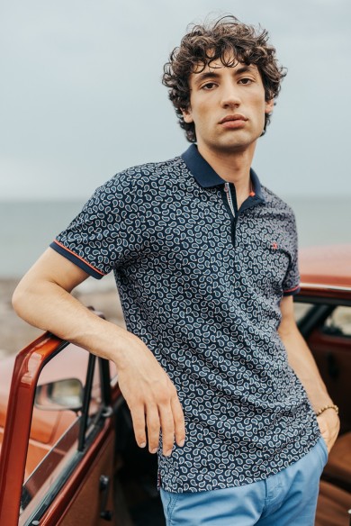 POLO PIQUÉ ESTAMPADO CACHEMIR MARINO