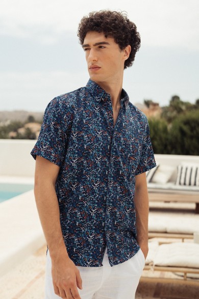 CAMISA HOMBRE MINI PRINT DE MANGA CORTA