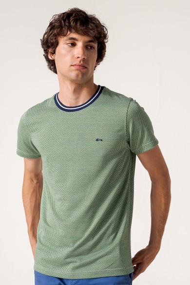 CAMISETA MANGA CORTA TEJIDO JACQUARD VERDE