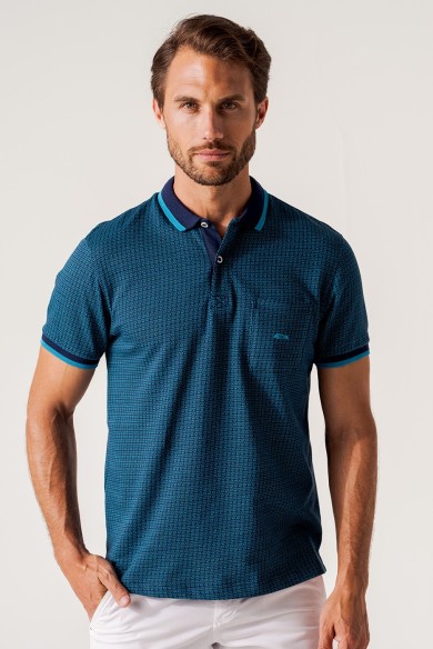 POLO JACQUARD ESTAMPADO ROMBOS COLOR MARINO
