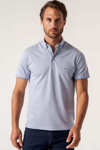 POLO JACQUARD COLOR AZUL CELESTE HOMBRE