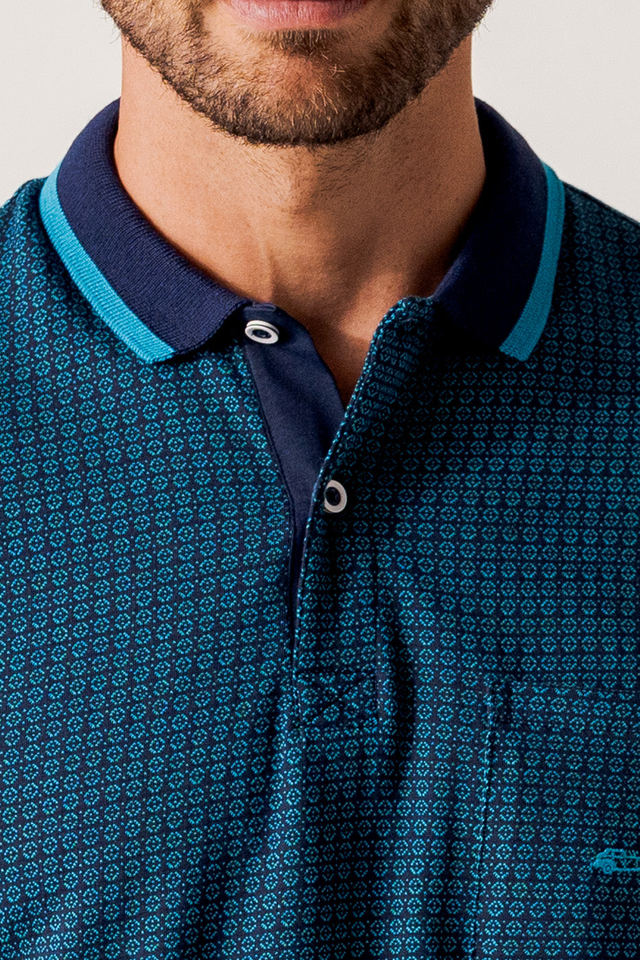Polo jacquard estampado rombos color marino