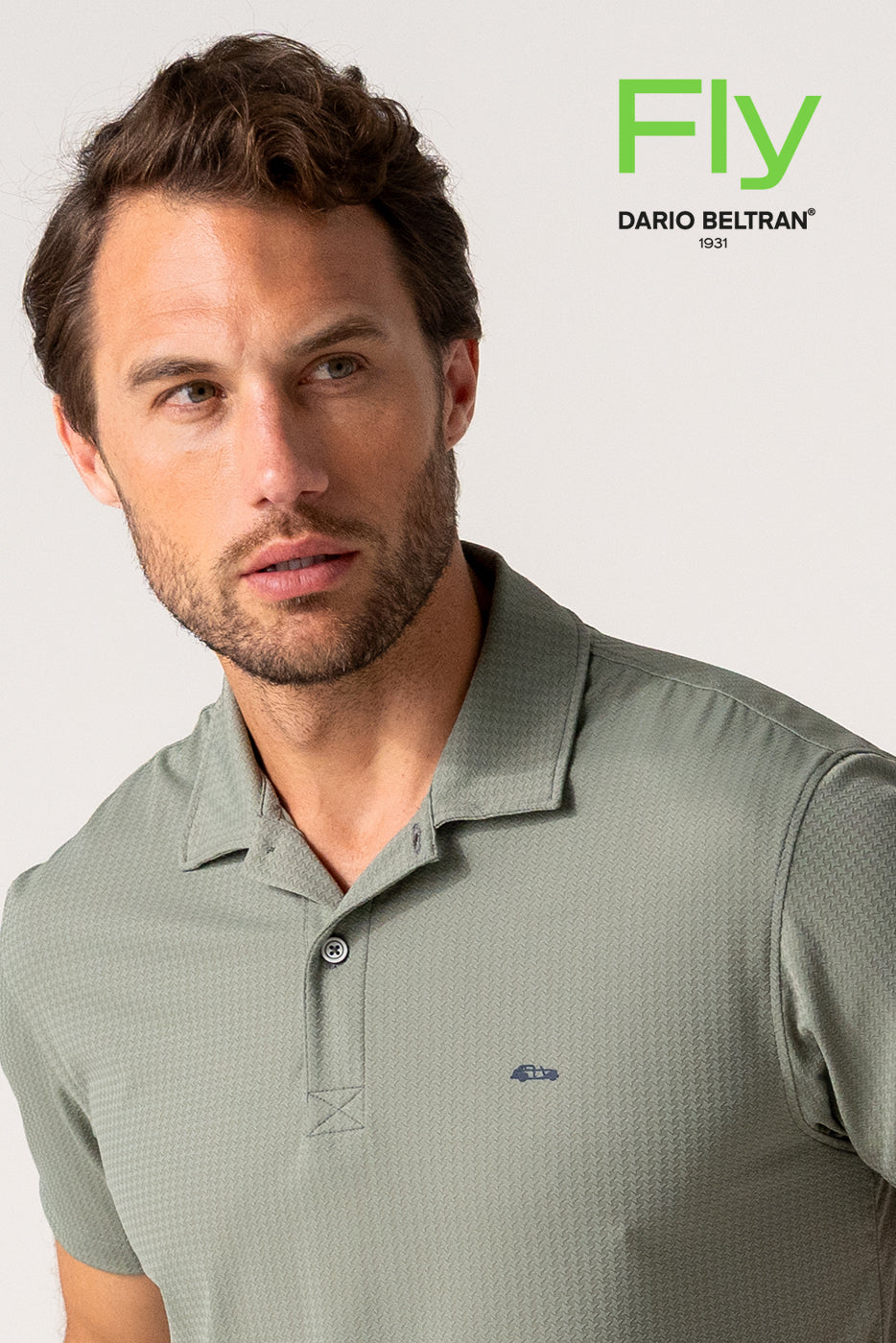 Polo hombre caqui tejido técnico elástico