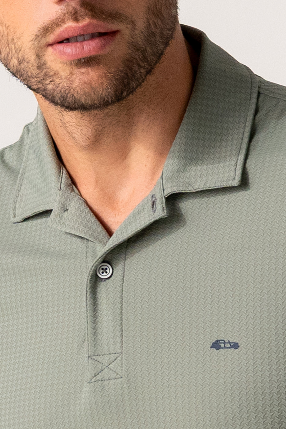 Polo hombre caqui tejido técnico elástico