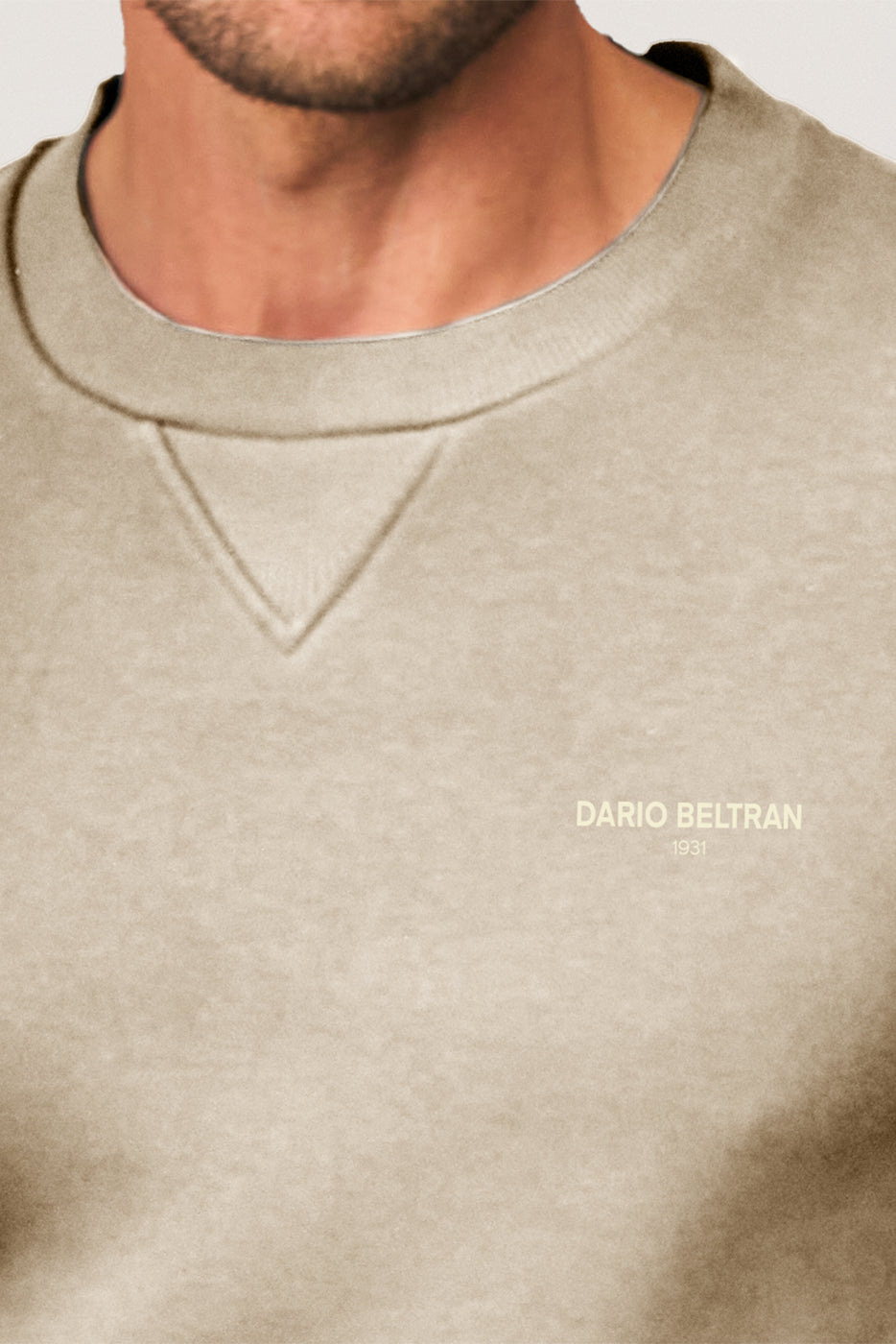 Sudadera cuello redondo beige