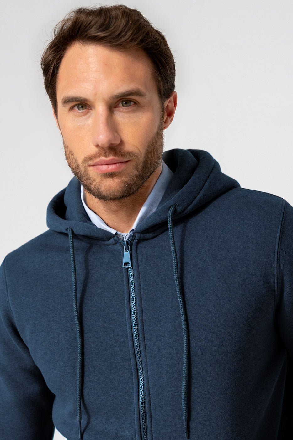 Sudadera chaqueta cremallera con capucha marino