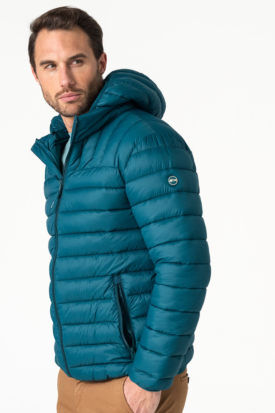Chaqueta acolchada con capucha azul