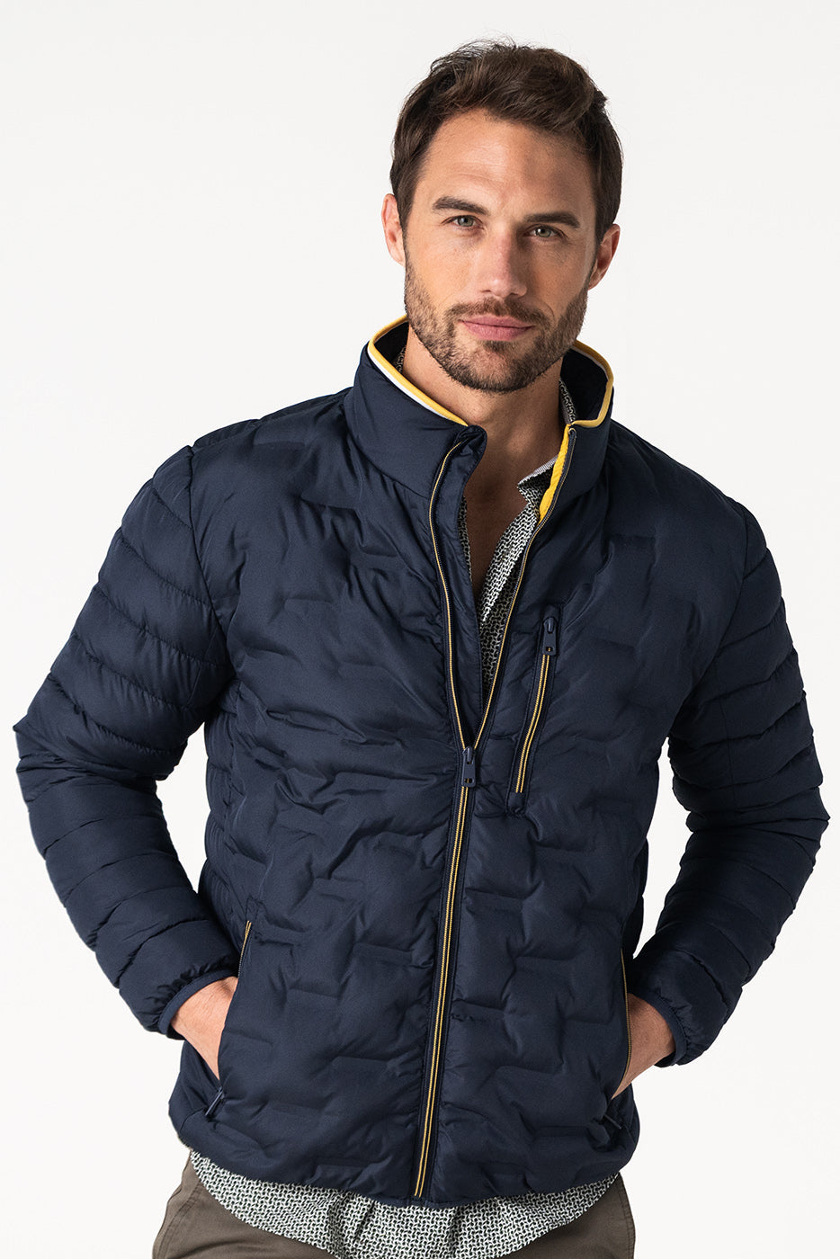 Chaqueta acolchada sin capucha marino