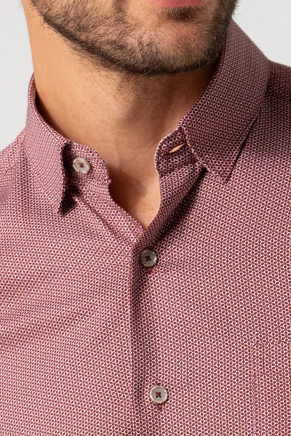 Camisa estampada granate hombre regular fit