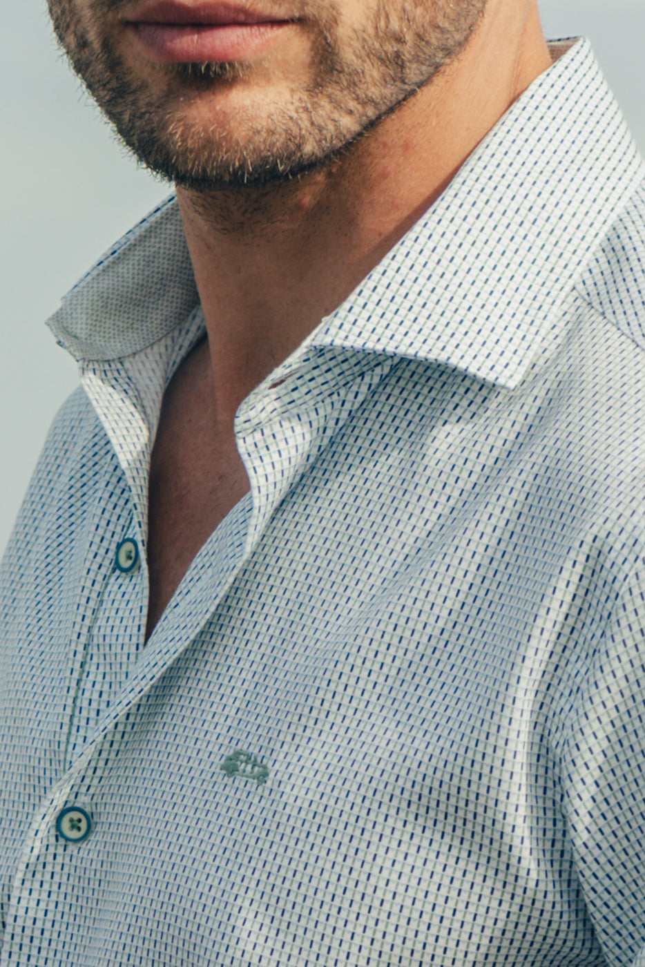 Camisa hombre regular fit estampado verde
