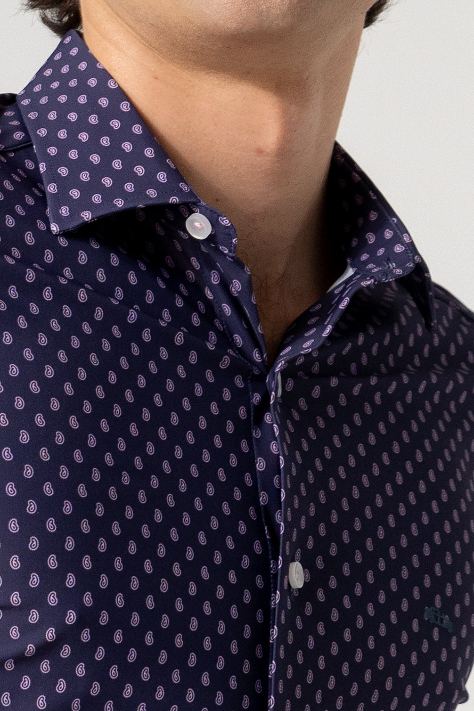 Camisa hombre estampado cachemir marino