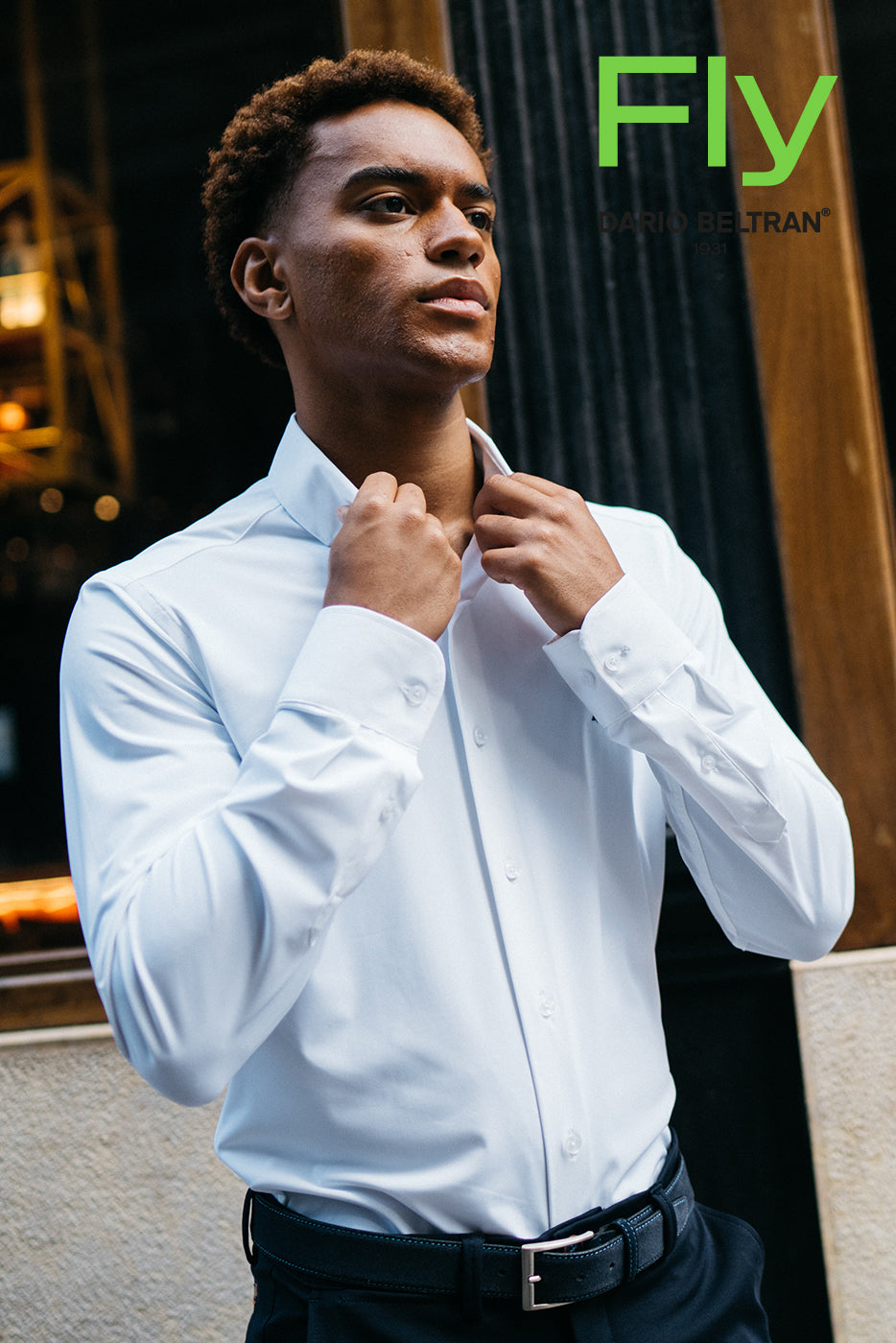 Camisas bielástica lisa que no necesita plancha