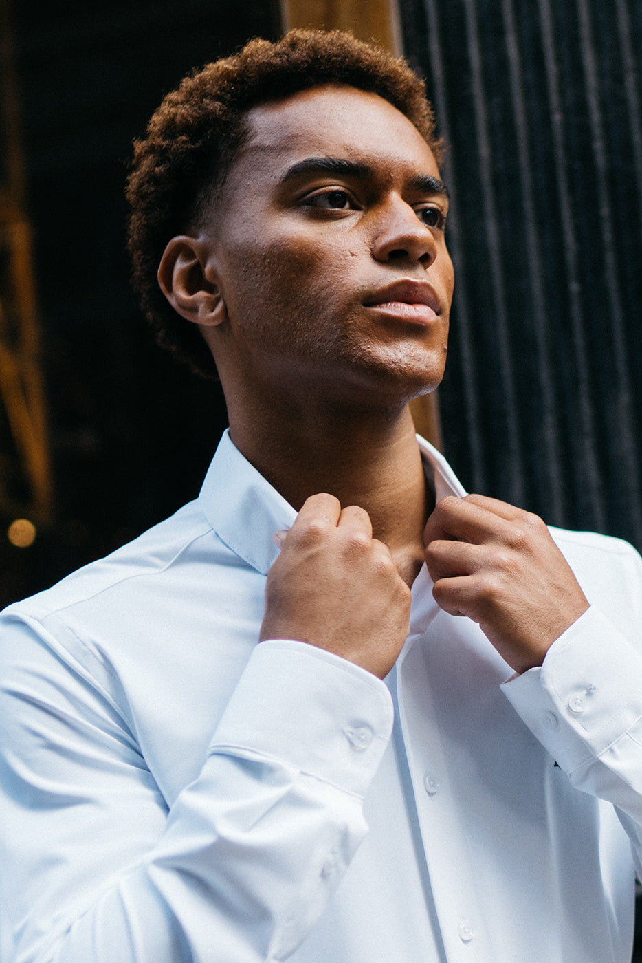 Camisas bielástica lisa que no necesita plancha