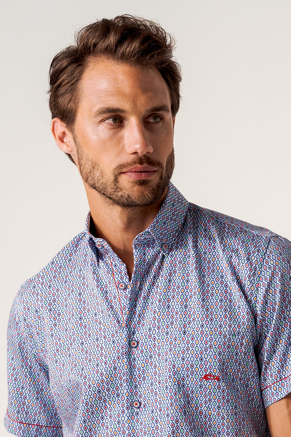 Camisa algodón extrasuave con estampado geométrico