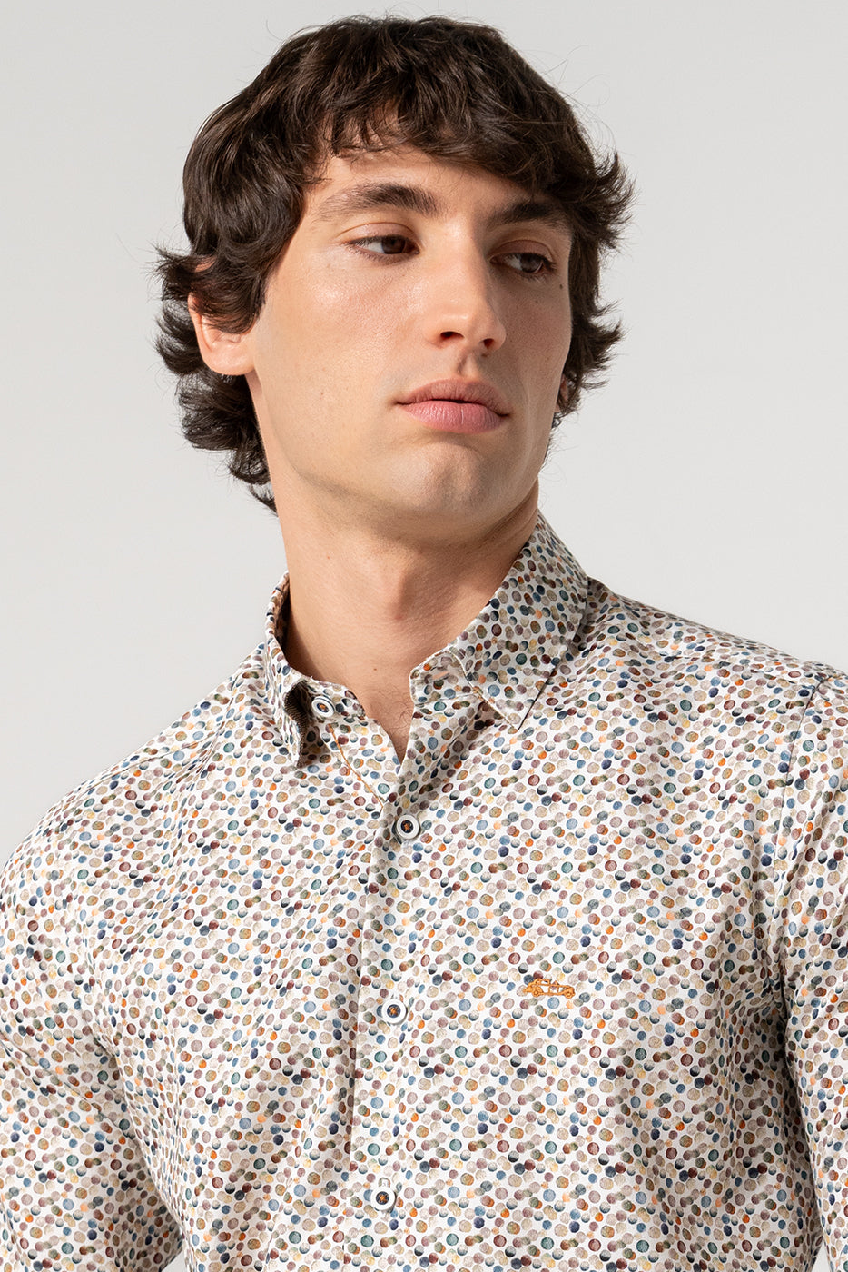 Camisa estampada lunares color marrón