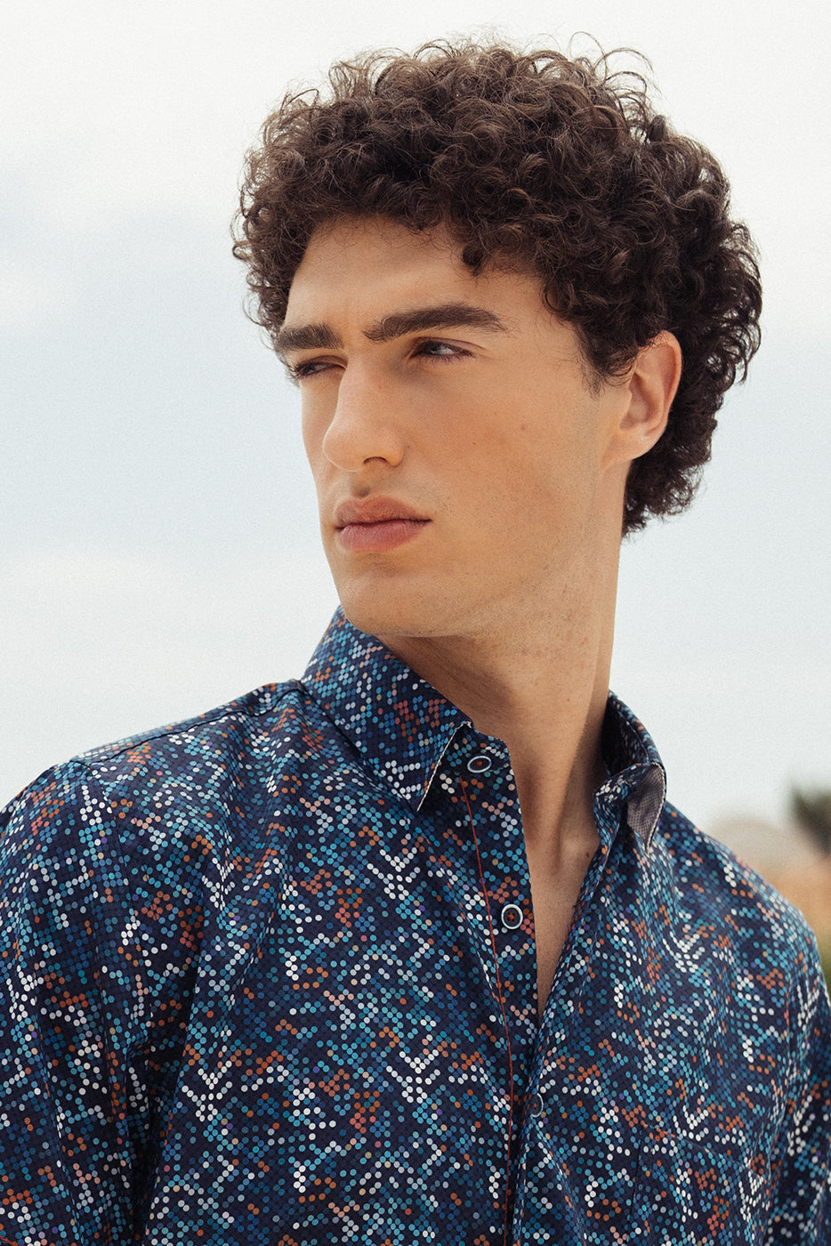 Camisa hombre mini print de manga corta