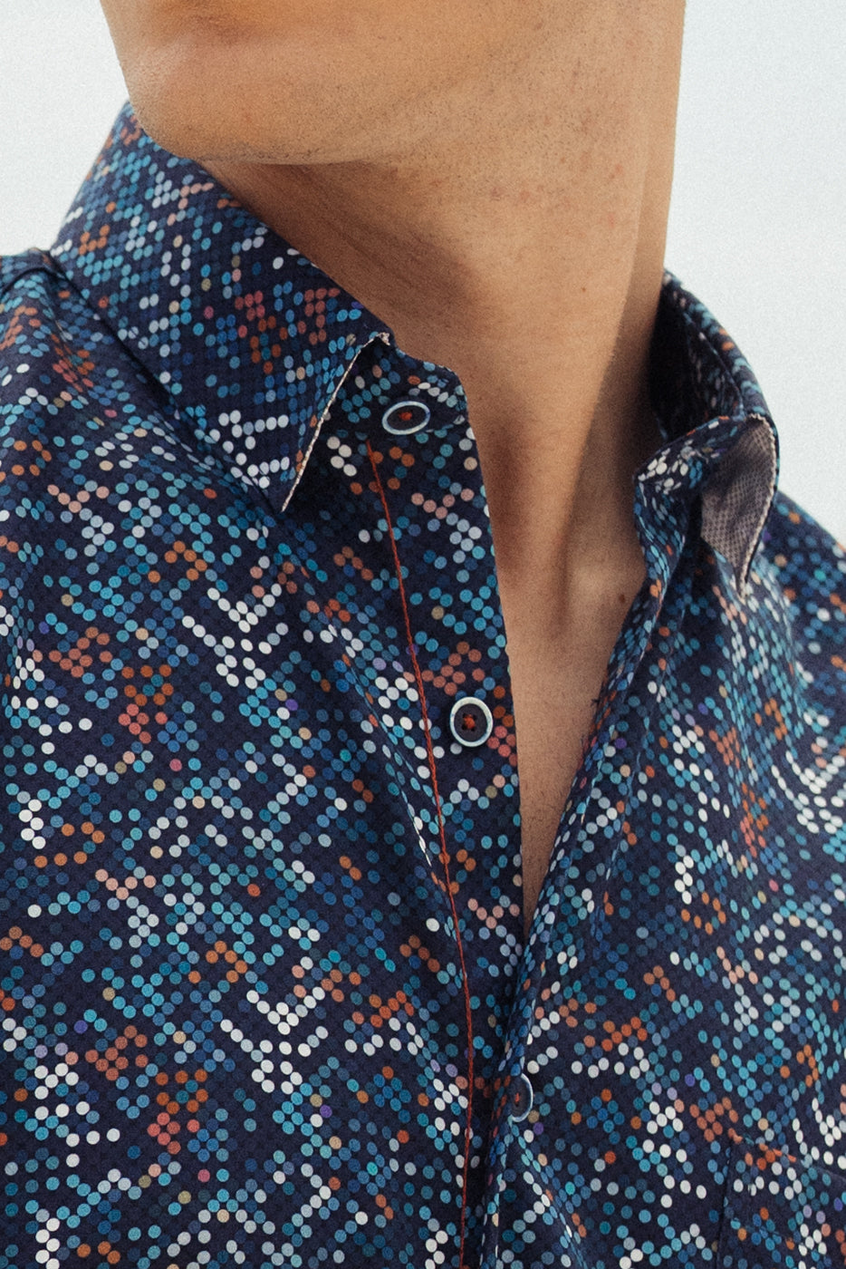 Camisa hombre mini print de manga corta