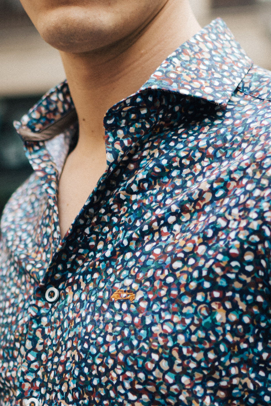 Camisa slim fit estampado multicolor 